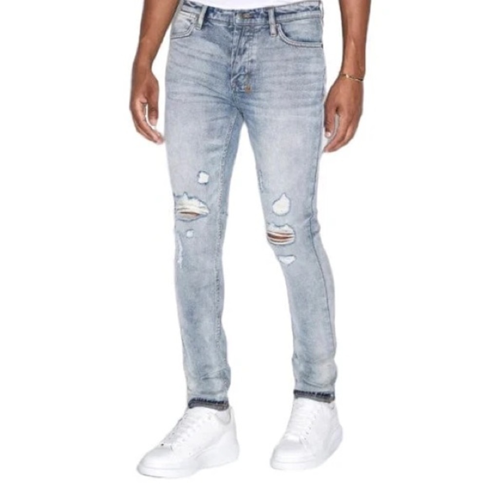 Ksubi Van Winkle Skyhigh Trashed Dreams Jeans Men 40 Blue Skinny Fit *HOLE- READ